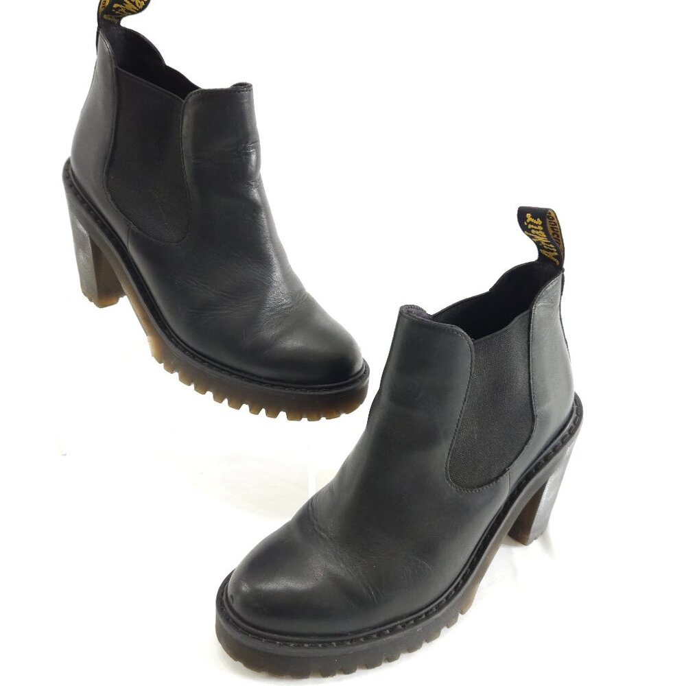 Dr. Martens Hurston Black Leather High Heeled Chelsea Boots Size 8 US EU39